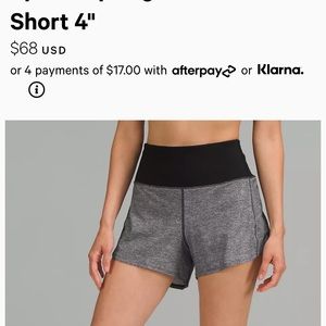 Lululemon size 6 Speed up Short 4”